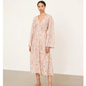 NWT Vince Dahlia Print Long Sleeve Dress in LOTUS SHELL